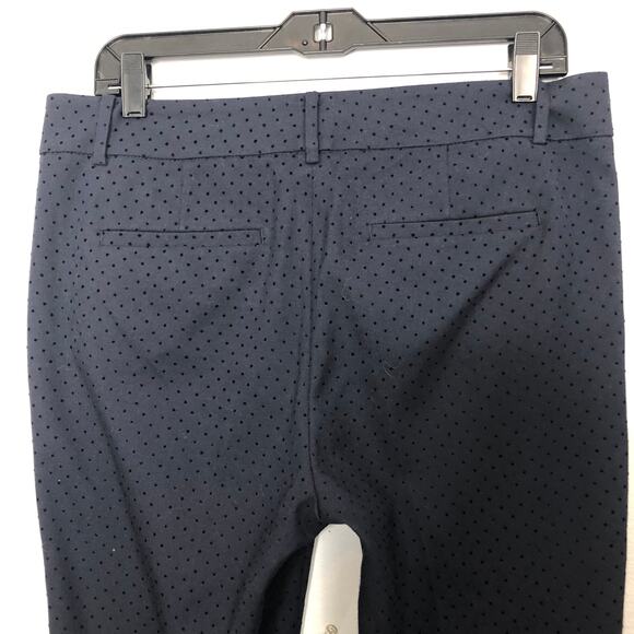 Ann Taylor Trouser  Slacks Navy Blue Velvet Mini Polka Dot Pattern Pants  8 - Picture 5 of 9
